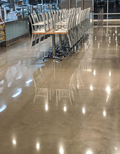 concrete floor polished restaurant